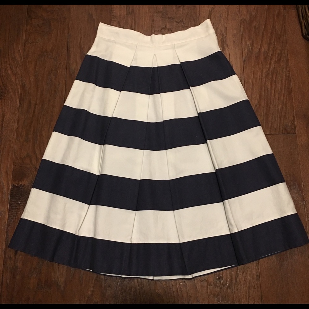 Navy and White Wide Stripe High Waisted Skirt